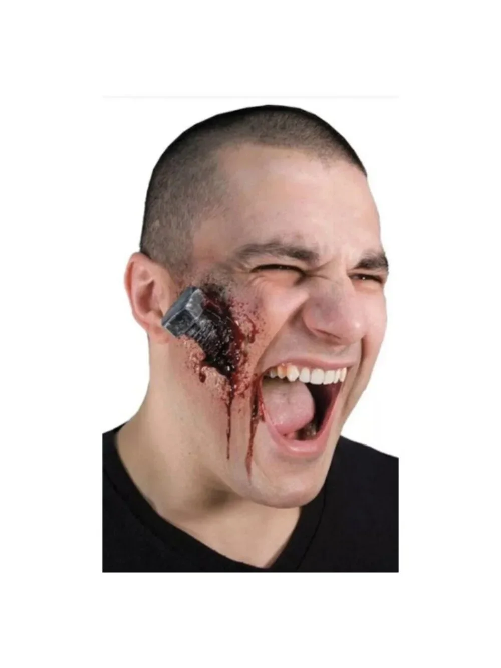 Gory Bloody Bolt Halloween Costume Makeup Accessory Prosthetic Latex Appliance